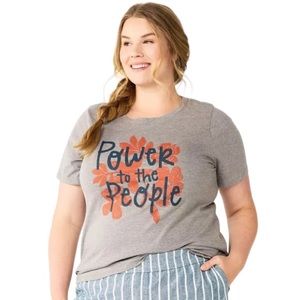 Sonoma Women’s Short Sleeve Grey Graphic Tee Power to the People Activist Top